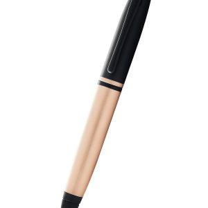 Calais? Brushed Rose Gold Plate and Black Lacquer Ballpoint Pen