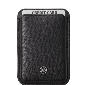 Classic Black Leather Magnetic Card Holder