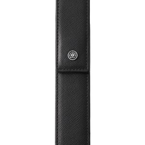 Classic Black Leather Magnetic Single Pen Case