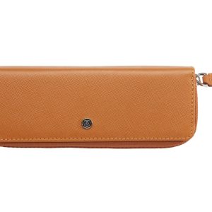 Mocha Leather Zippered Double Pen Case