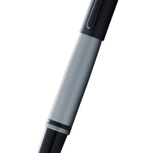 Calais? Matte Gray and Black Lacquer Stainless Steel Fine Nib Fountain Pen