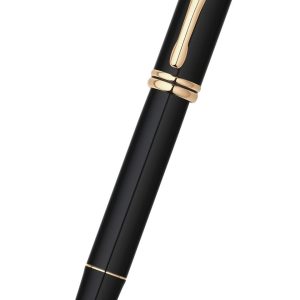 Townsend? Black Lacquer with 23KT Gold-Plated Appointments and Solid 18KT Gold Fine Nib Fountain Pen